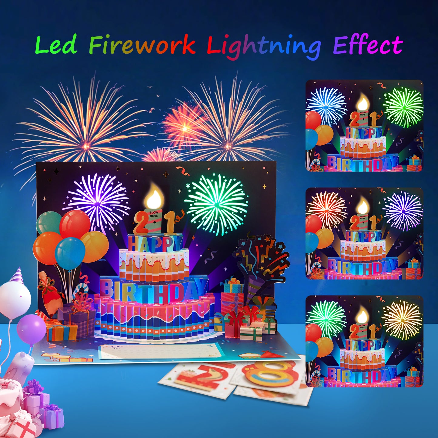 Blowable Musical Firework Birthday Card