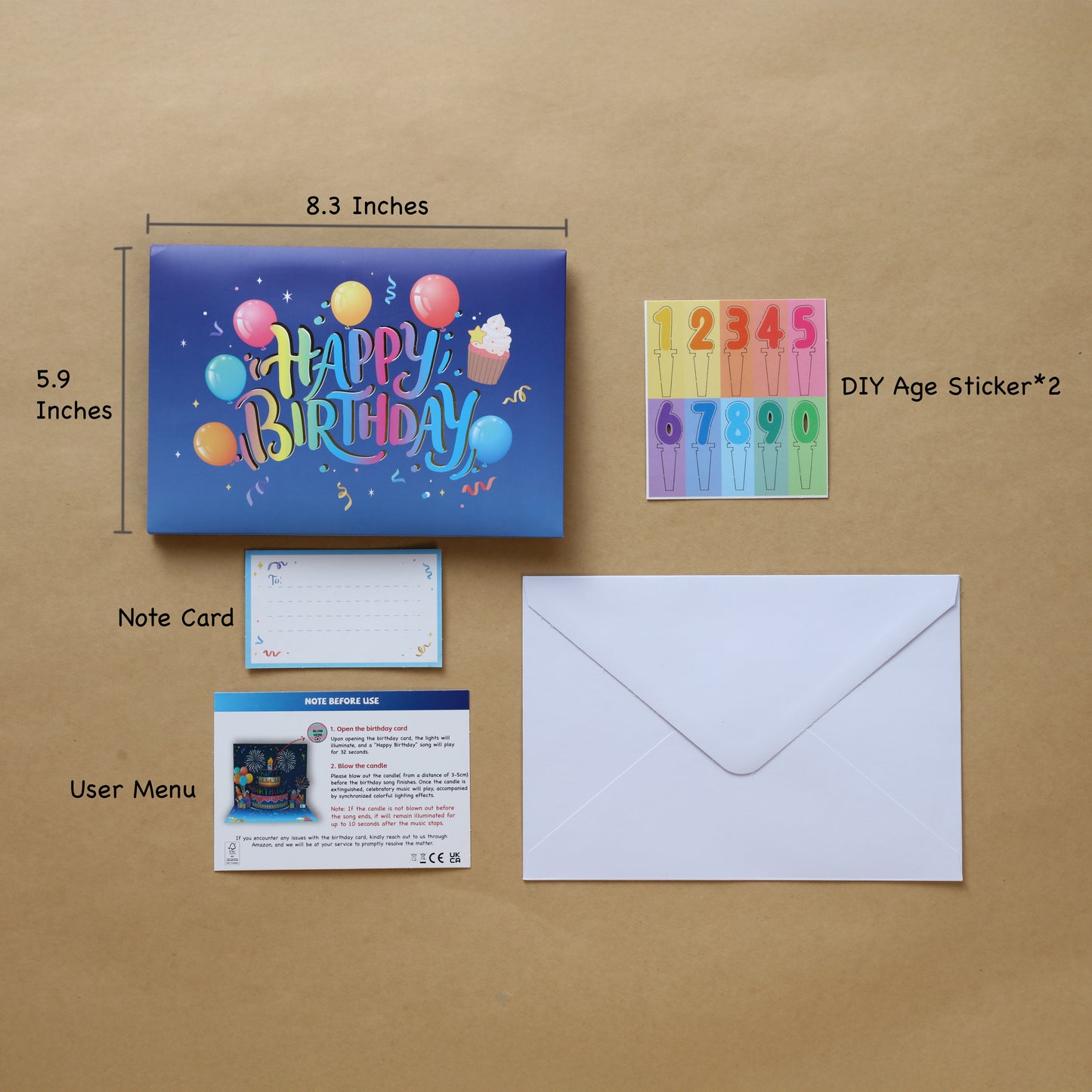 Blowable Musical Firework Birthday Card