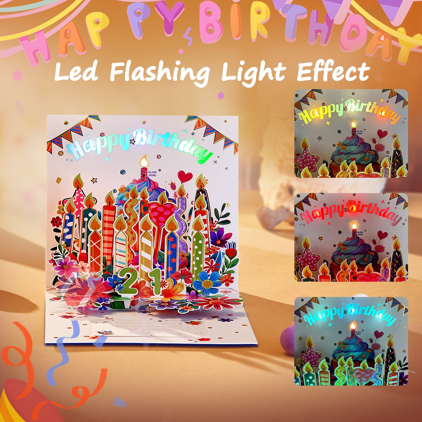 Blowable Musical Candle Birthday Card