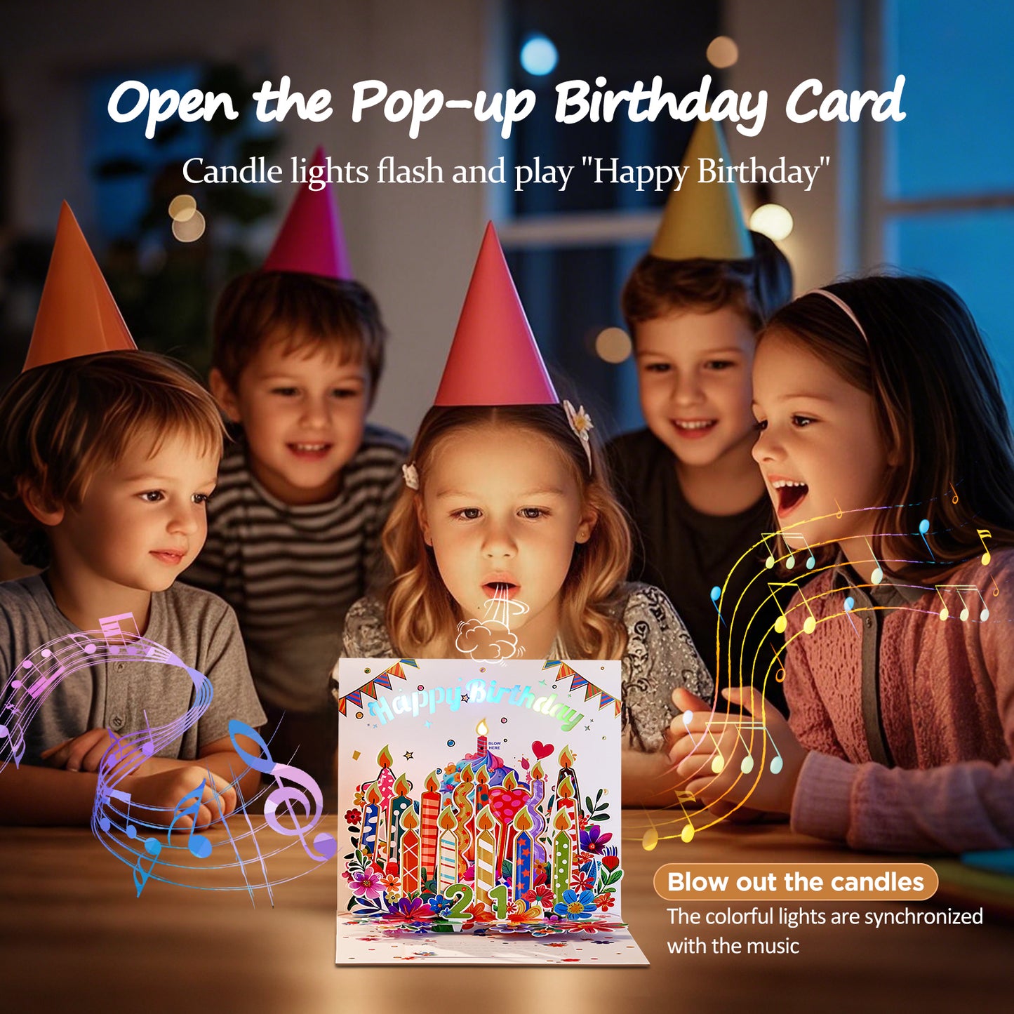 Blowable Musical Candle Birthday Card
