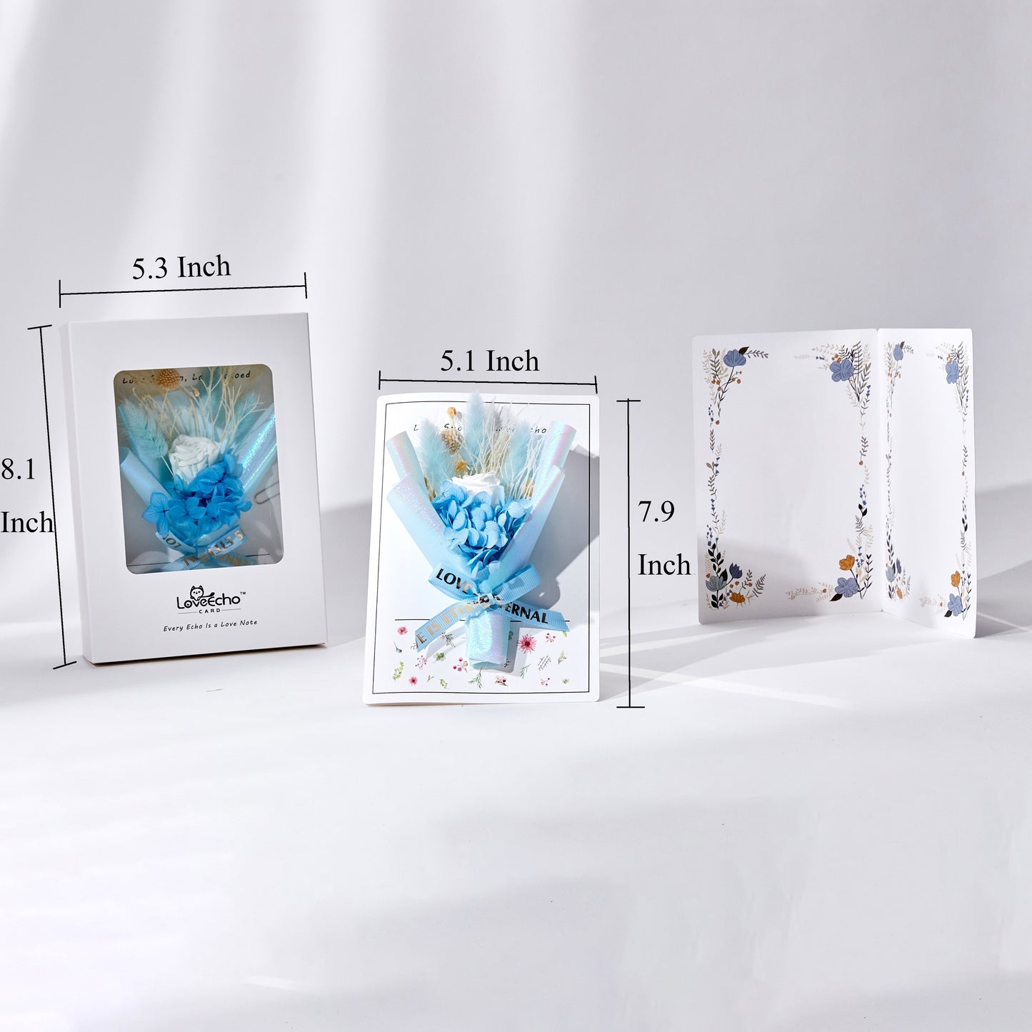 White Rose With Blue Hydrangea Bouquet Greeting Card