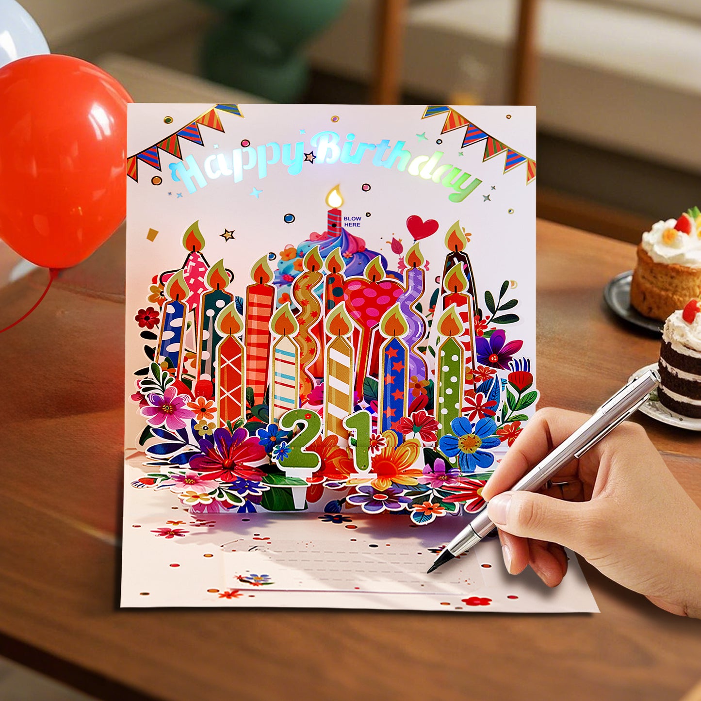 Blowable Musical Candle Birthday Card