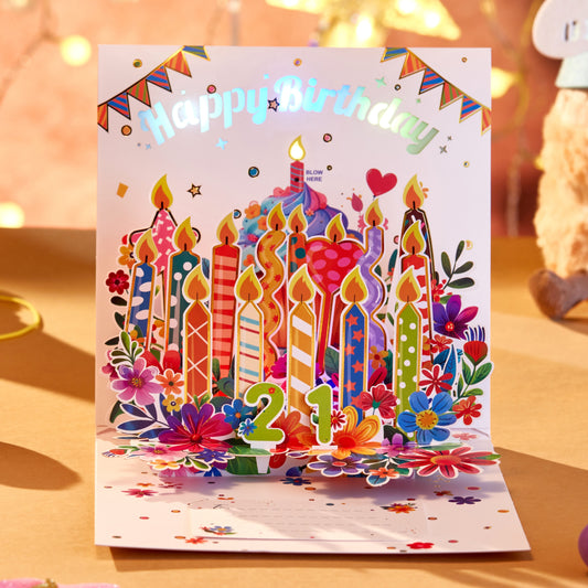 Blowable Musical  Candle Birthday Card