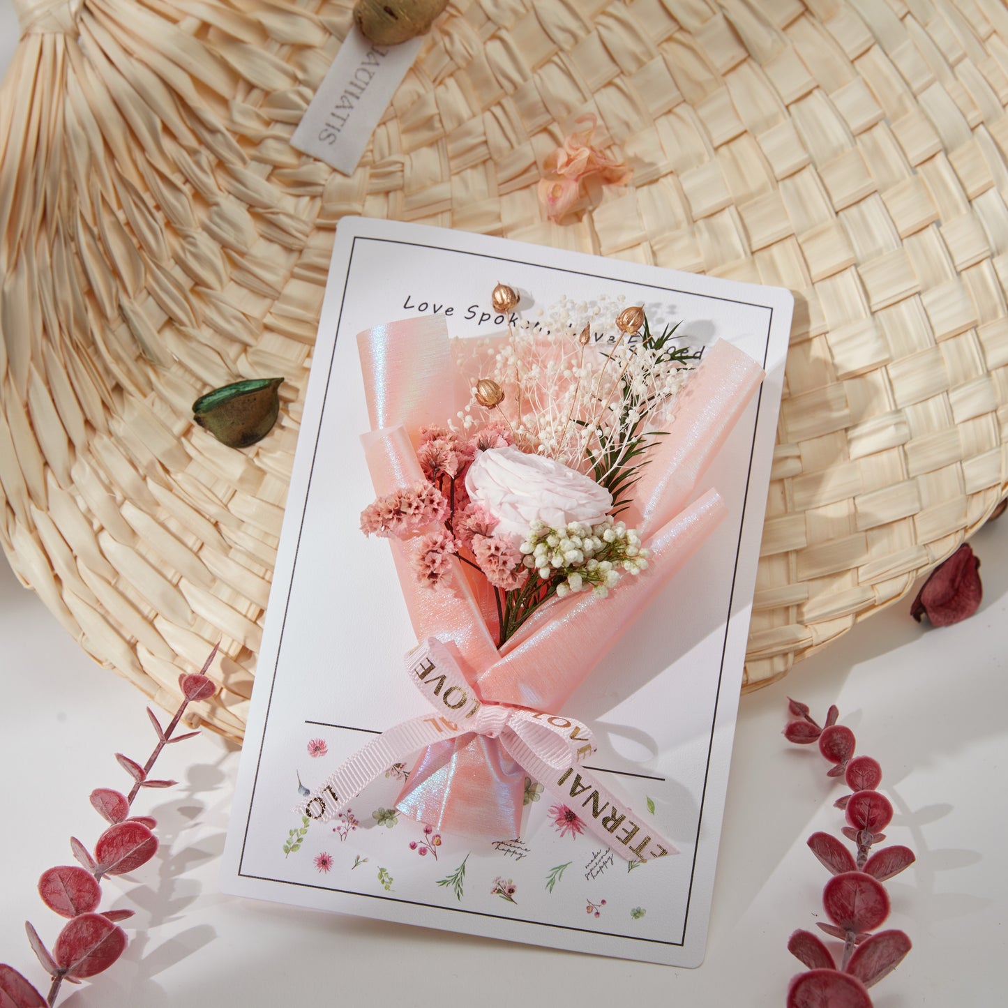 White Rose Bouquet Birthday Greeting Card