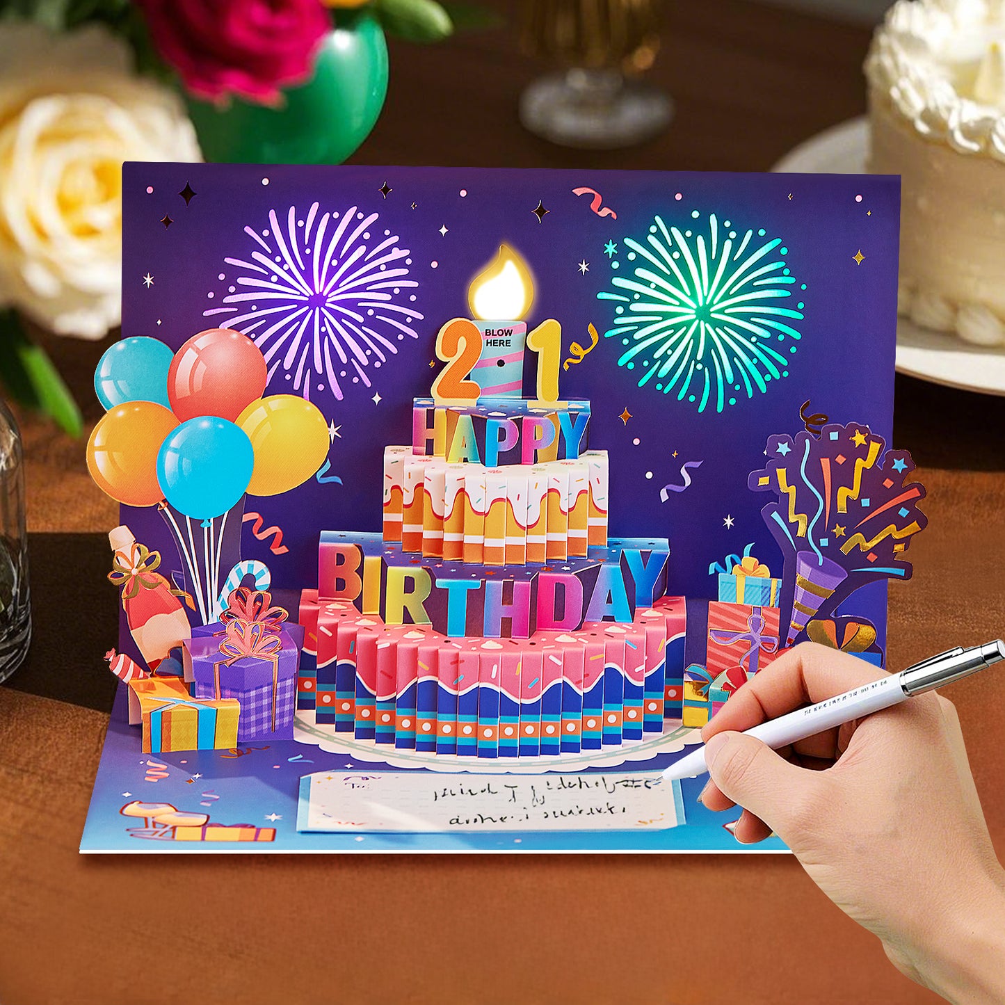 Blowable Musical Firework Birthday Card